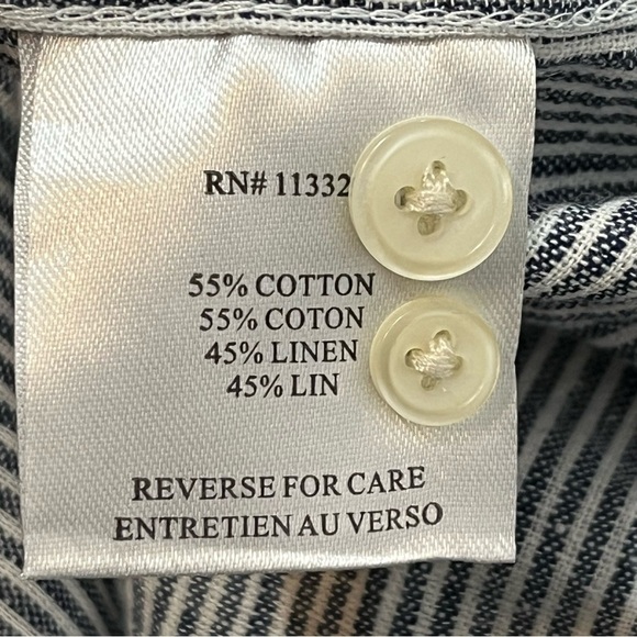 Hydenyoo Linen Blend Button Up Shirt Mens Size Medium Gray Striped - Picture 5 of 11